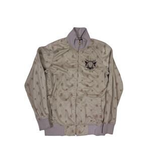 Anchor Blue Vintage Y2K Heavy Zip Up Jacket Tan Silky Streetwear Mens Small